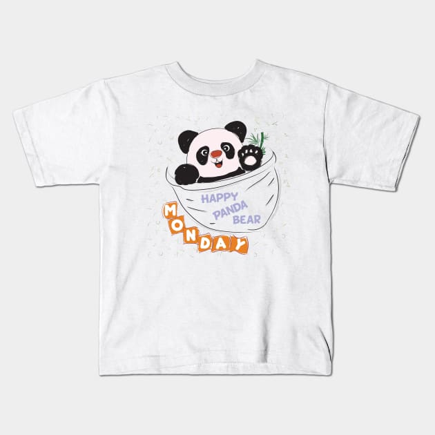 Happy Panda Bear - Wear it on Monday Kids T-Shirt by fraga-ro